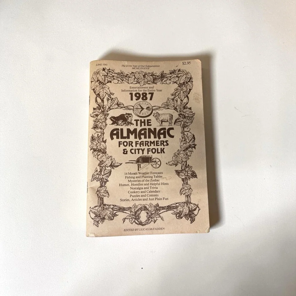 The Almanac Farmers & City Folk  1987 14 Month Weather Fishing Planting Zodiac